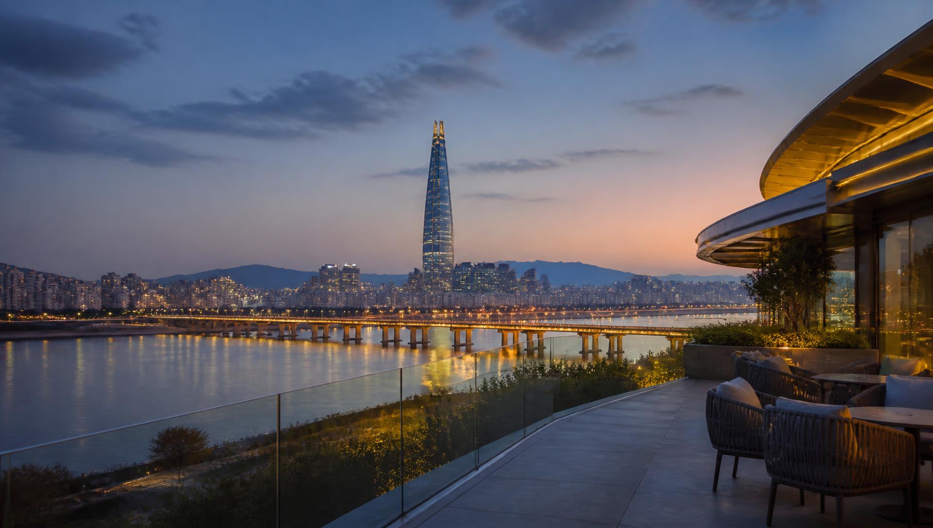 Modern Seoul skyline beside the Han River